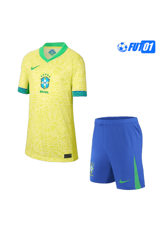 Camiseta Brasil Home 2024 Niño Amarillo