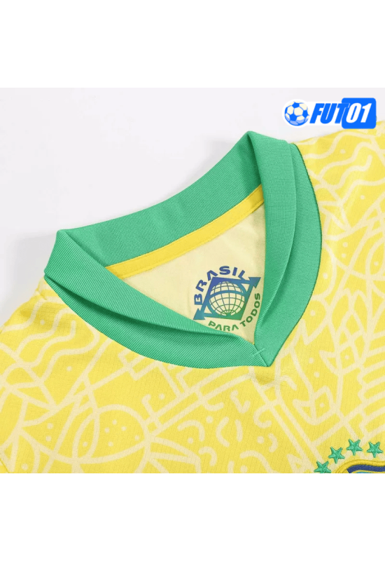 Camiseta Brasil Home 2024 Niño Amarillo