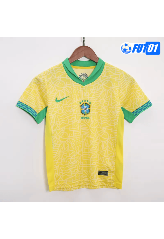 Camiseta Brasil Home 2024 Niño Amarillo