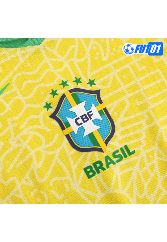 Camiseta Brasil Home 2024 Versión Jugador Amarillo