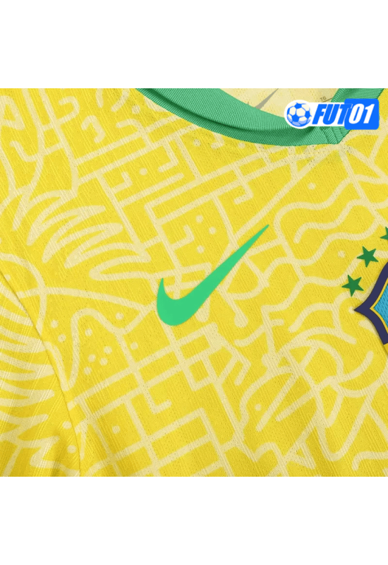 Camiseta Brasil Home 2024 Versión Jugador Amarillo