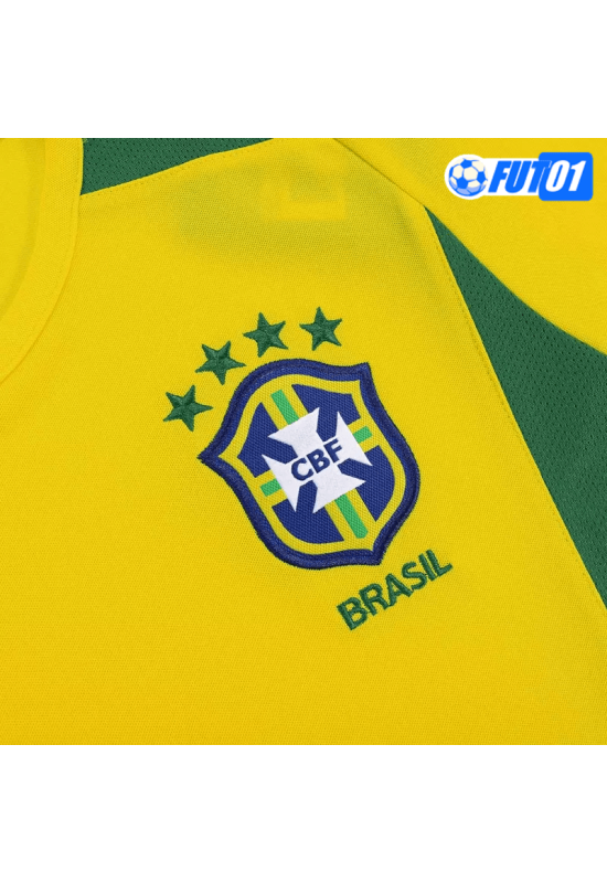 Camiseta Retro Brasil Home 2002/03 Amarillo