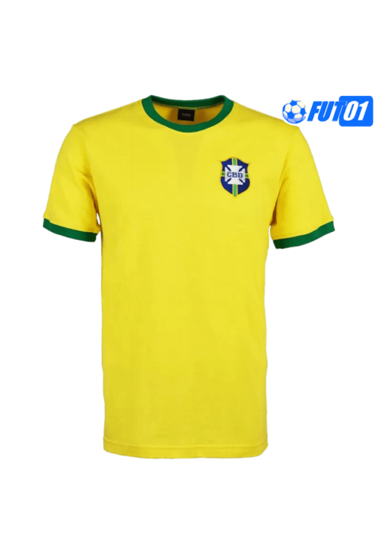 Camiseta Retro Brasil Home 1970 Amarillo