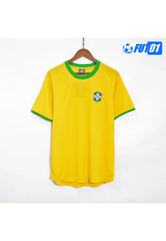 Camiseta Retro Brasil Home 1970 Amarillo