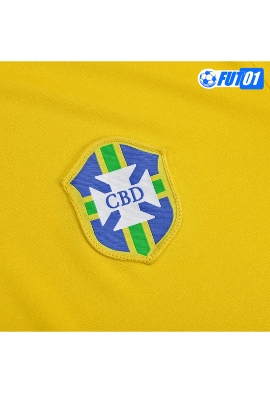 Camiseta Retro Brasil Home 1970 Amarillo