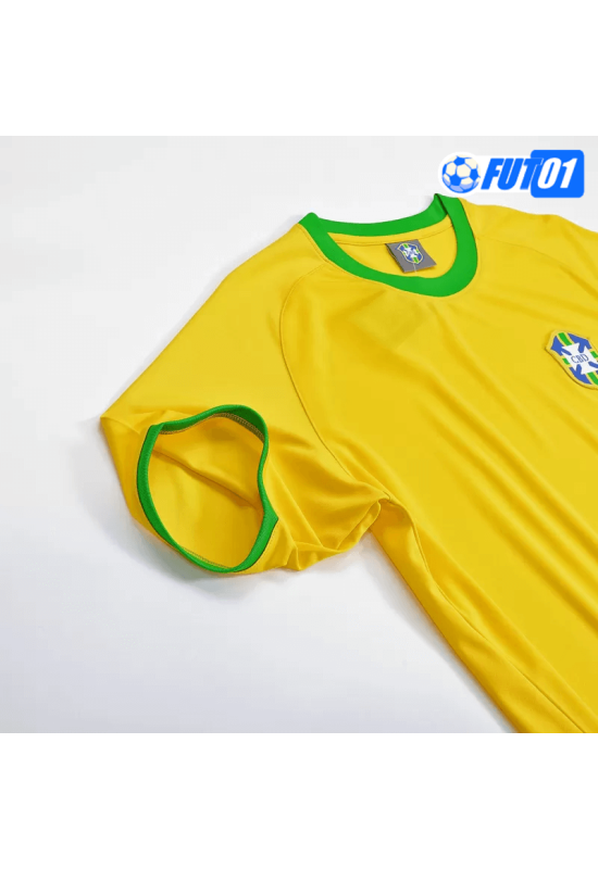 Camiseta Retro Brasil Home 1970 Amarillo