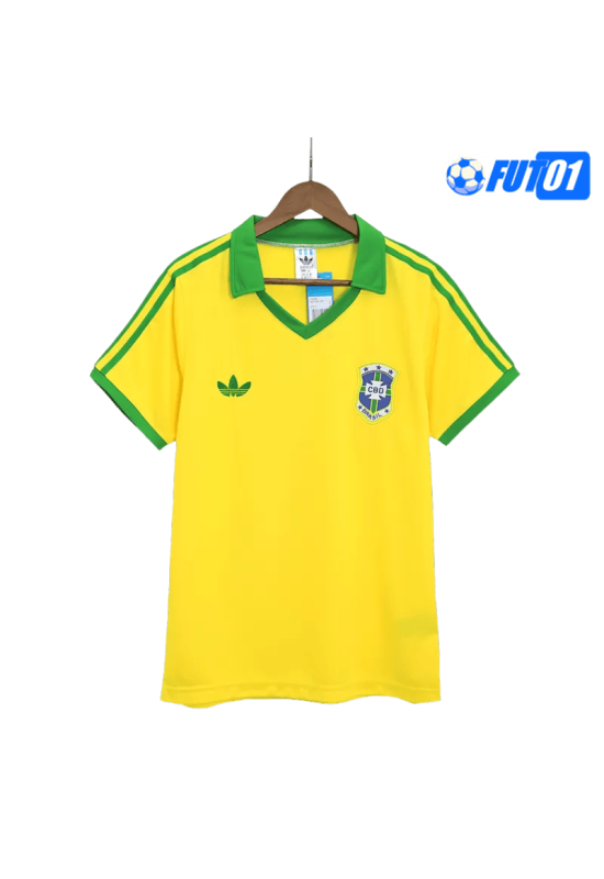 Camiseta Retro Brasil Home 1977 Amarillo