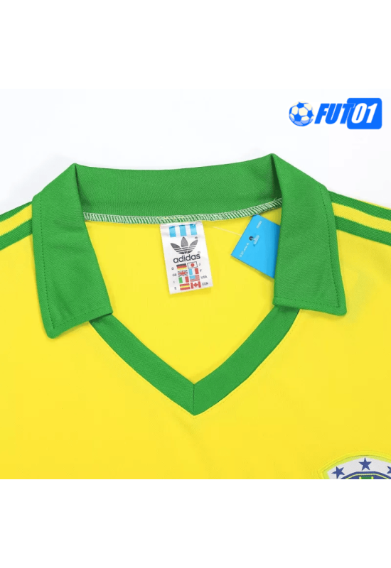 Camiseta Retro Brasil Home 1977 Amarillo