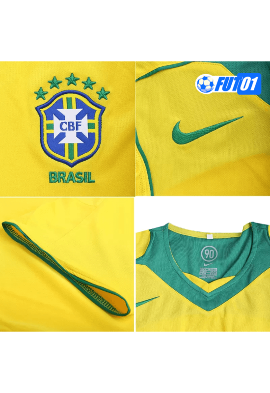 Camiseta Retro Brasil Home 2004 Amarillo